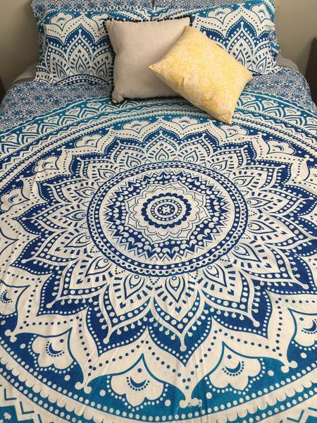 Blue Illusions Mandala King Size Quilt Cover Set